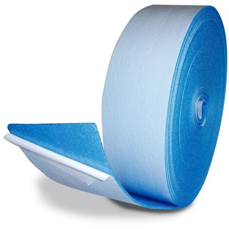 Fascia perimetrale totalmente adesiva con bandella, colore blu, spessore 8 mm, altezza 150 mm, rotolo da 50 metri 044A0815B5BLU