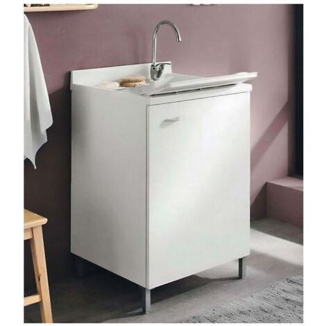 Lavatoio da interno 45x50 cm ad 1 anta (apertura a destra) con asse in termoplastico bianco 7006PRIMA (1/3)