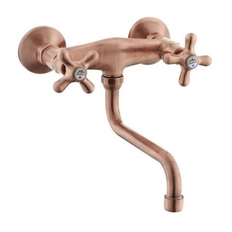 Gruppo lavello a muro con canna orientabile ramato Paffoni serie Iris IRV161RM  Ottone - Ramato