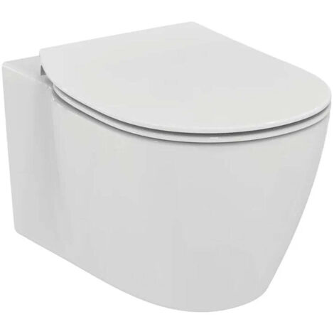 Ideal Standard Connect Vaso sospeso a cacciata con scarico a parete con fissaggi nascosti, completo di sedile, bianco E771901