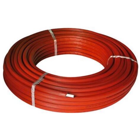 Tubo multistrato rosso ø26x3 mm in rotolo da 50 metri STANDARD (PE-Xc/Al/PE-Xc) con isolamento di spessore 6 mm con guaina blu o rossa goffrata. Tubo con alluminio maggiorato (prezzo al metro - minimo