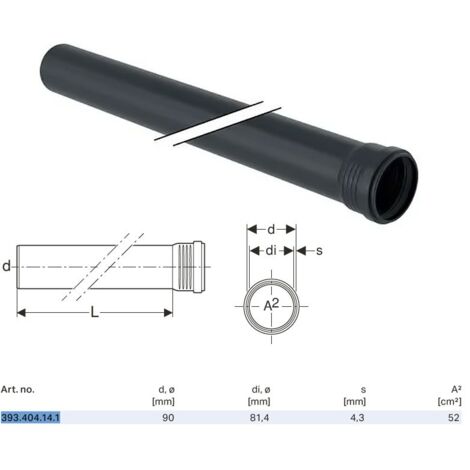 Tubo Geberit Silent-Pro con 1 bicchiere ø90 L.1000 mm 393.404.14.1