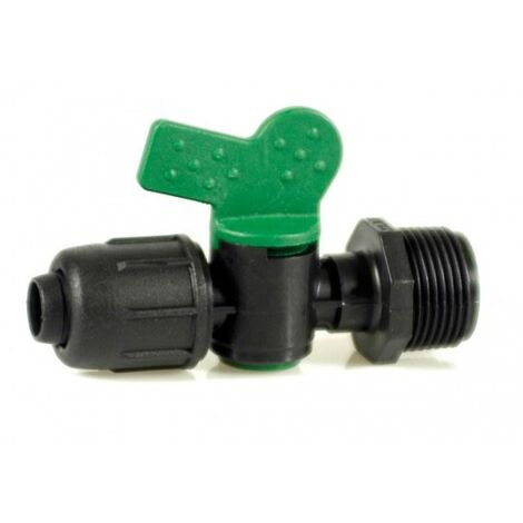 Valvola compact PP filettato maschio da 1/2" con giunto per tubo polietilene Ø 16mm PN4