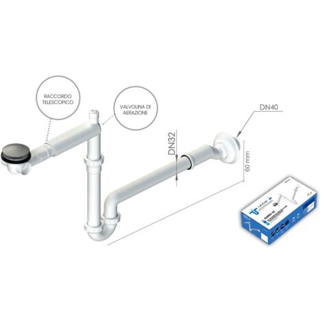 Kit salvaspazio per lavabo: piletta click clack ø63 mm con sifone autopulente SLI004-33 - - L.B. PLAST - - (1/3)