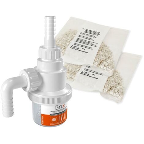 BRIX M Neutralizzatore di condensa acida con attacco maschio Ø20 M x Ø20 M, kit di connessione e due confezioni di carbonato di calcio. 520351