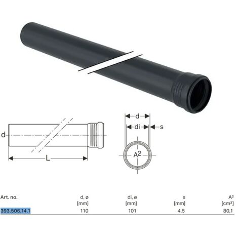 Tubo Geberit Silent-Pro con 1 bicchiere ø110 L.2000 mm 393.506.14.1