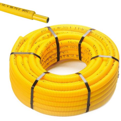 Tubo multistrato PE-Xb ø16 x 2 Pexal Gas rivestito con guaina corrugata gialla (prezzo al metro - minimo acquistabile 50 metri)