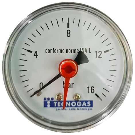 Manometro per acqua ø 63 mm - 0 ÷ 16 bar - con attacco 1/4" posteriore 0000R01592A