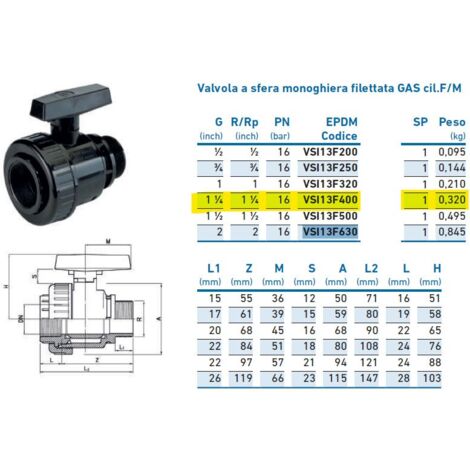 Valvola a sfera monoghiera filettata GAS cil.F/M 1"1/4 IV3MF11D0N400 - - IRRITEC - -