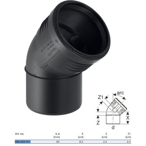 Curva 45° ad innesto in pp con guarnizione serie silent ø90 GEBERIT