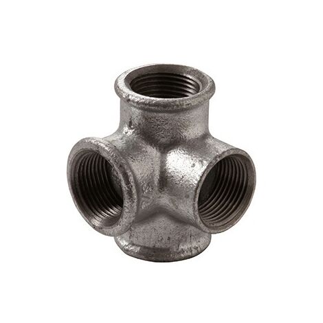 223 - Raccordo gomito Tee 4 vie 1/2" in ghisa zincata 22305003