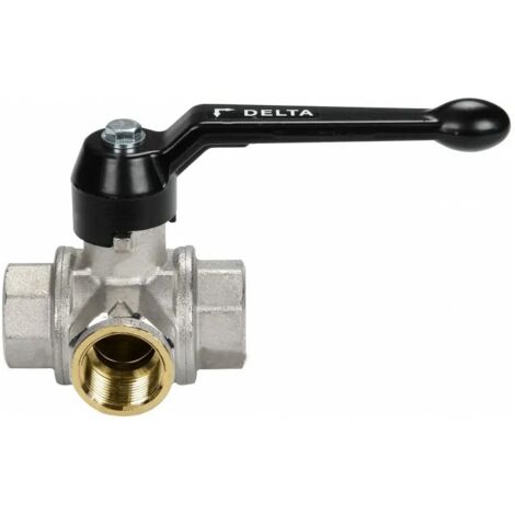 Valvola DELTA a 3 vie con sfera forata a L e leva in alluminio 1/2" 1150R204