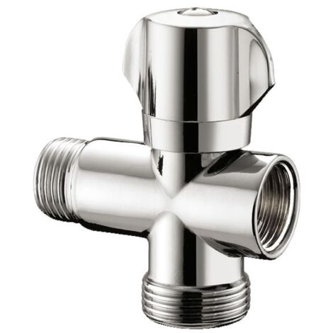 Rubinetto lavatrice 3 vie - cromato, chiusura a vitone - Misura 1/2" x 3/4" x 1/2" 05590400CR