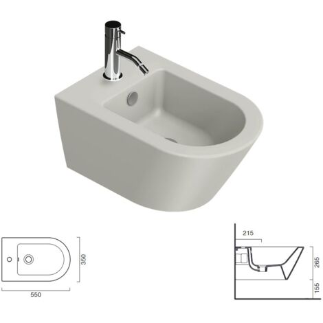 Bidet sospeso Soft 55 New Zero Cemento Satinato 1BS55NRCS