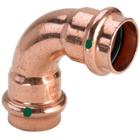Curva a 90° Profipress FF D. 15 con SC‑Contur, rame, estremità a pressare femmina 291501