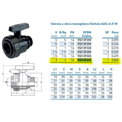 Valvola a sfera monoghiera filettata GAS cil.F/M 2" IV3MF11D0N630 - -  IRRITEC - -