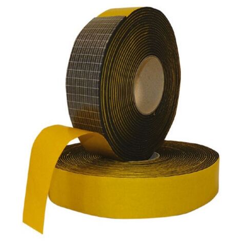 Nastro adesivo retinato in elastomero (gomma) anticondensa colore nero H 50mm Sp. 3mm - Conf. rotolo da 10 mt 035031000 (1/2)