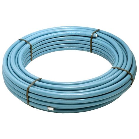Tubo PE-X/Al/PE-X ø20x2 multistrato preisolato per uso sanitario e riscaldamento fornito in rotoli - Colore azzurro (Legge 10/91) - Rotolo da 50 metri 2550002020050