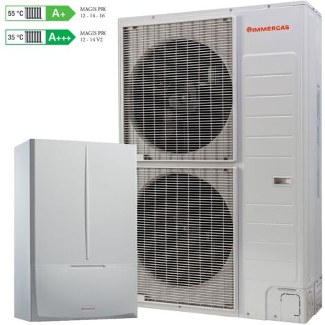 Immergas Magis Pro 12 V2 pompa di calore aria-acqua monofase inverter con unità motocondensante esterna e modulo idronico separato 3.030663