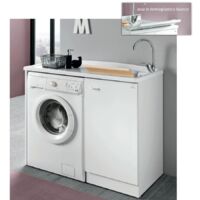 Mobile lavatoio Geromin Prima con porta lavatrice e asse bianco, SINISTRO senza cesto, bianco 7009PRIMAS