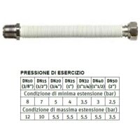 WHITESTENS Tubo flessibile per acqua 3/4" L. da 240 a 410 mm DN20 mm - Maschio fisso, femmina girevole 0512006