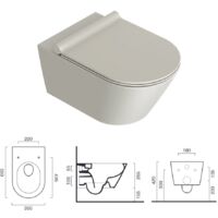 Vaso wc sospeso Zero 55 Newflush (Scarico senza brida). Cemento satinato. (Sedile non compreso) 0111550023