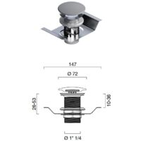 Piletta in ceramica cemento satinato per lavabi senza troppopieno con piastra di fissaggio in acciaio inox per installazione su piano ceramico 9050700023