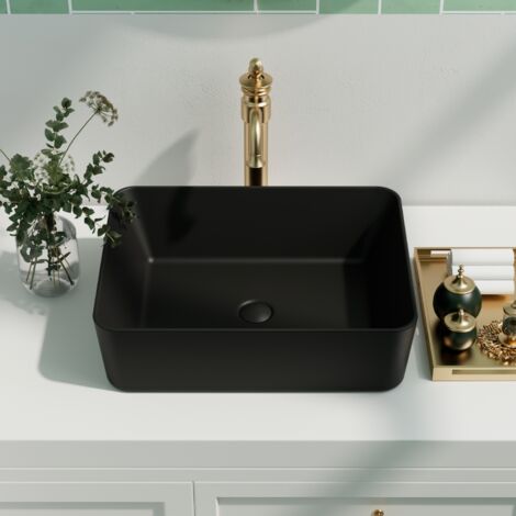 Bathroom Sink Basin, DeerValley Rectangular Bathroom Vessel Basin, Ceramic Cloakroom Hand Wash Basin for Bathroom 47.5 x 37.5 x 13cm (1/5)