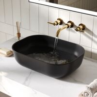 Bathroom Wash Basin, DeerValley Rectangular Countertop Bathroom Sink Bowl, 50 x 40 x 14.5cm Ceramic Vessel Sinks for Bathroom Cloakroom Vanity