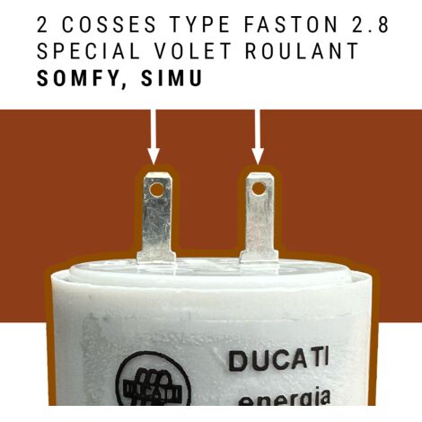 Condensateur 3.5 µF Pour Moteur De Volet Roulant SOMFY - Cosses FASTON 2.8 Mm - Pièce De Rechange
