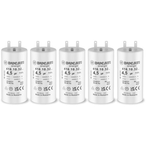 Lot de 4 Condensateurs 4,5 uF pour Moteur de Volet Roulant Somfy Durée de Vie 10 000 Heures Condensateur Cylindrique Ducati