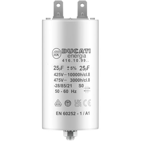 Condensateur 25 uF 450V pour moteur monophasé – Polypropylène haute qualité – Cosses 10mm – Réparation Kärcher et pompe de piscine