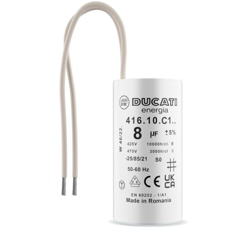 Condensateur 8 uF pour moteur monophasé – Tension 425V/450V/475V – Performance stable pour Kärcher et pompe de piscine