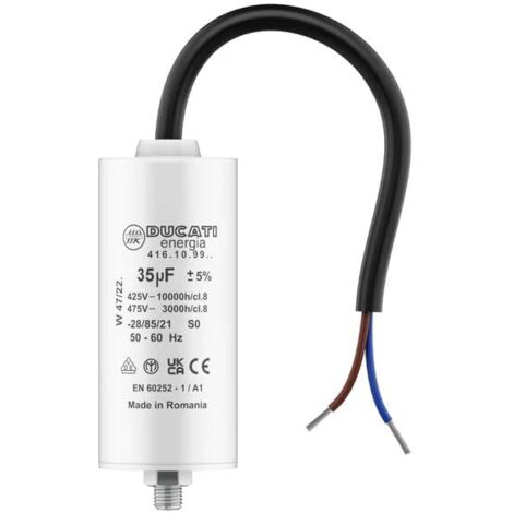 Condensateur 35 uF 425V/450V/475V pour moteur monophasé – Câble en polypropylène – Longévité 10 000 heures – Pour Kärcher et pompe de piscine