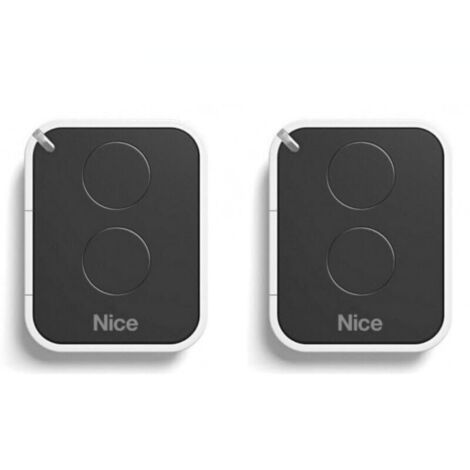 Nice – Lot de 2 télécommandes émetteur 2 canaux 433,92 MHz – Compatible motorisations portail et garage – Design ergonomique noir/blanc