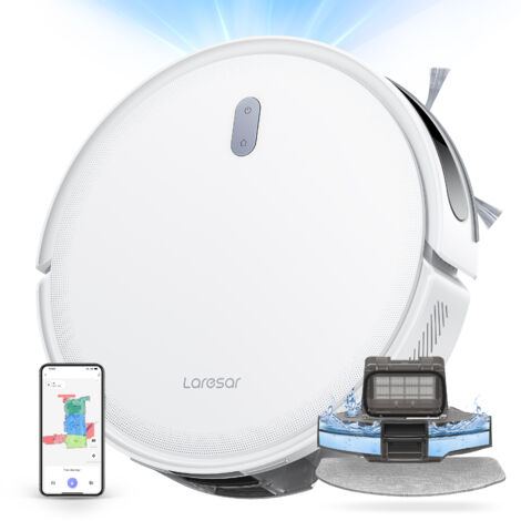 Laresar – Aspirateur robot laveur 6500Pa – 150min d'autonomie – SoF LiDAR pour cartographie – Détection automatique des tapis – Ultra-mince