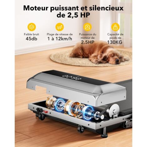 Tapis De Marche Pliable 2 En 1 TheNeat - 2,5 CV, 1-6 Km/h, Silencieux, écran LED, Pour Bureau/maison