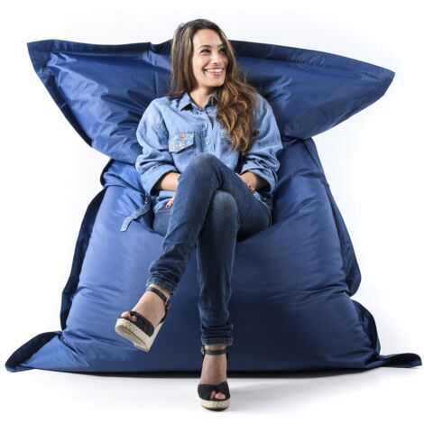 Pouf Géant Bleu Marine BiG52 Classic 170x130 cm - Déhoussable, Intérieur/Extérieur, Rempli de Billes de Polystyrène