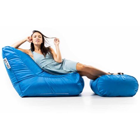 Fauteuil Pouf XXL Déhoussable, Extérieur, Outdoor, Jardin, Terrasse, Bleu Turquoise BiG52 IRON RAW