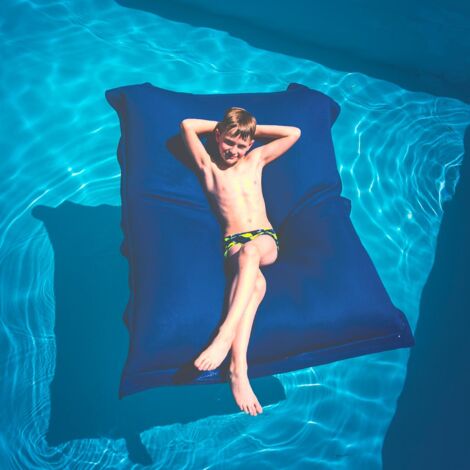 Pouf géant XXL déhoussable flottant pour piscine – 170 x 130 cm – Polyester avec billes de polystyrène – Résistant aux UV – Bleu - BiG52