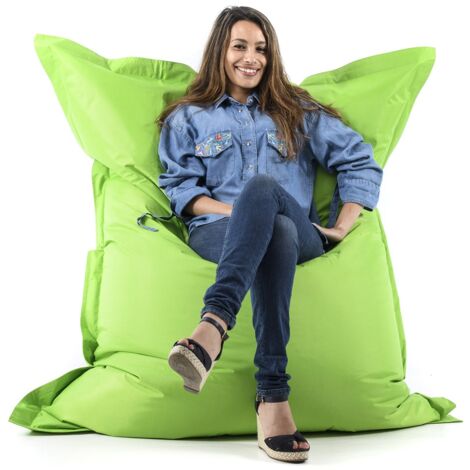 Pouf Géant Vert BiG52 Classic 170x130 cm - Déhoussable, Intérieur/Extérieur, Rempli de Billes de Polystyrène