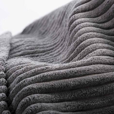 Housse Vide Pouf Poire XL Intérieur Velours Côtelé Gris BiG52 (1/4)