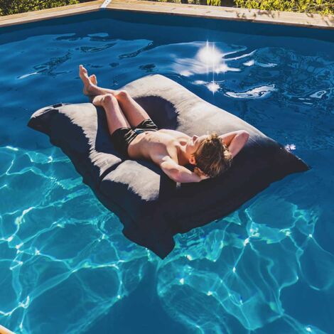 Pouf Géant XXL Déhoussable, Flottant Pour Piscine, Gris Anthracite POOL BiG52