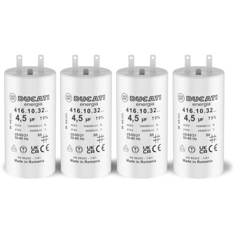 Lot de 4 condensateurs 2,5 uF pour moteur de volet roulant – Tension 450V AC – Durée de vie 10 000 heures – Installation facile