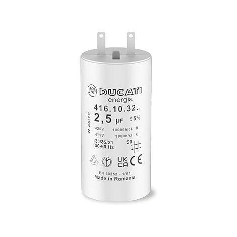 Lot de 2 Condensateurs 2,5 uF pour Moteur de Volet Roulant Somfy  Durée de Vie 10 000 Heures  Condensateur Cylindrique Ducati