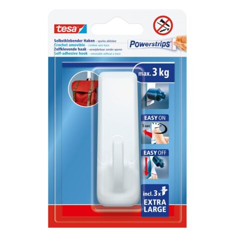 Gancio Autoadesivo TESA Powerstrips XL - Tenuta Fino A 3 Kg, Rimovibile Senza Residui, Bianco - Foto 7