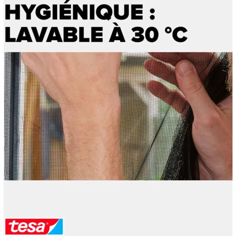 tesa Insect Stop COMFORT Moustiquaire pour fenêtre - Moustiquaire auto-adhésive avec bande Velcro - Moustiquaire sans percer - anthracite (transparent), 130 cm x 130 cm