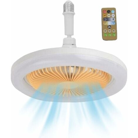 Ventilateur de plafond avec lumières et télécommande  Ventilateur de Plafond LED E27 A Variable  Ventilateurs de plafond silencieux 30W avec ventilateur mural intégré pour minuterie pour pièce,