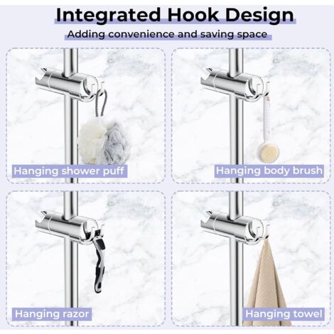 SHINING HOUSE Verstellbarer Duschhalter mit 2 Haken, universeller Duschkopfhalter für 18–25 mm Duschstange, Handbrausehalter aus ABS-Chrom, einfache Installation