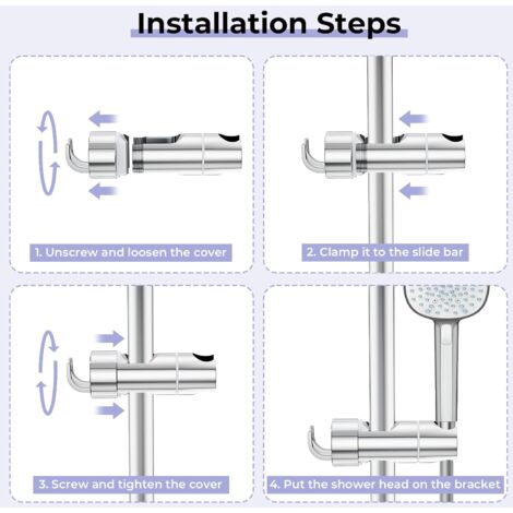 SHINING HOUSE Verstellbarer Duschhalter mit 2 Haken, universeller Duschkopfhalter für 18–25 mm Duschstange, Handbrausehalter aus ABS-Chrom, einfache Installation